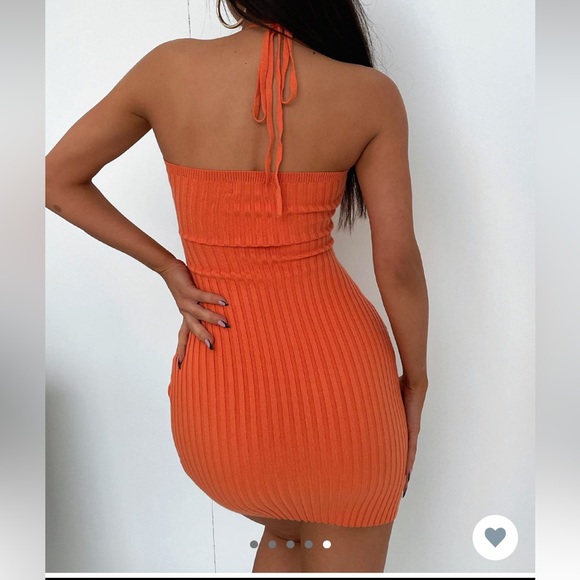 ORANGE CUTOUT MINI DRESS - Picture 4 of 8
